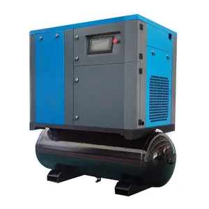 Kompresor udara sekrup putar, dengan tangki 80x2 galon pengering dingin 30HP 22KW 125PSI 230V sistem kompresi udara semua dalam satu