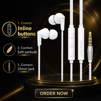 Écouteurs intra-auriculaires filaires stéréo élégants 3,5 mm avec micro pour iPhone/Samsung/Xiaomi/Huawei