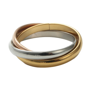 Juego de Anillos de Acero de Titanio de Tres Colores, Joyería de Moda para Mujer, Regalo, Acero Inoxidable Brillante, Estilo Punk Retro 23033 - Product Image 5