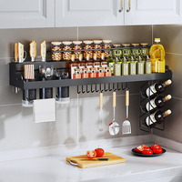 Estante de Acero Resistente para Montar en la Pared, Organizador de Cocina Multifuncional con Soporte para Cuchillos y Especias