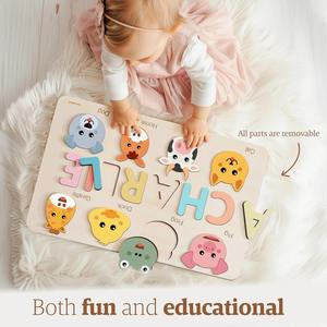 <span class=keywords><strong>Puzzle</strong></span> <span class=keywords><strong>en</strong></span> <span class=keywords><strong>bois</strong></span> personnalisé avec le nom des enfants, lettres géantes, cadeau unique pour bébé, cadeau de premier anniversaire, jouet éducatif pour tout-petits - Product Image 4