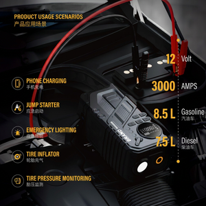 Boltpower <span class=keywords><strong>D</strong></span>émarreur de <span class=keywords><strong>Voiture</strong></span> Portable 4-en-1 avec Gonfleur de Pneus 20000mAh 3000A 12V <span class=keywords><strong>Batterie</strong></span> <span class=keywords><strong>d</strong></span>'Urgence et Power Bank pour Voitures et Camions - Product Image 2