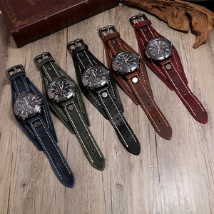 Vintage Hand <strong>Stitched</strong> Cowhide <strong>Watch</strong> Fashion Exaggerated Men's Bracelet NW1484 - Product Image 2