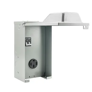 Power Outlet Panel RV Electrical 20 30 and 50-Amp Receptacle with Breaker Prewired Weatherproof 3R Housing ETL Listed