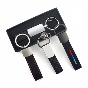 Custom Leather Logo Car Keychain with Metal Ring Printing