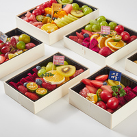 Boîte à sushi jetable biodégradable en bois, boîte à bento, plateau de service pour repas, gâteaux, pâtisseries, conteneur alimentaire avec couvercle transparent, fabriqué en Chine