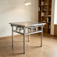 Table pliante robuste en acier inoxydable épaissi, résistante à la rouille, pour la maison, les étudiants, la salle à manger, le camping en plein air, le barbecue, table carrée