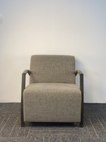 Fauteuil individuel en tissu pour salon d'hôtel et appartement, chaise rembourrée en textile, fauteuil d'appoint commercial moderne avec accoudoirs métalliques courbés