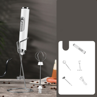Fouet Électrique à 3 Vitesses, Rechargeable par USB Type-C, Facile à Utiliser pour Préparer de la Mousse de Lait Crémeuse, Acier Inoxydable 304, Temps de Charge 3 Heures