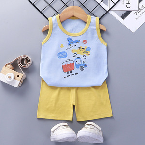 <b>Cheap</b> Toddler Kids Summer Cotton Sleeveless <b>Suit</b> Cartoon Baby <b>Boy</b> Clothes Set Little Girls Clothing Sets Children Wholesale - Product Image 4