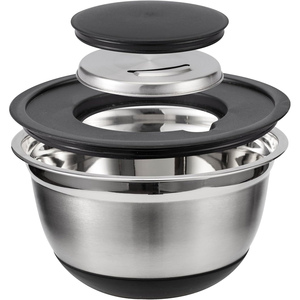Bol mélangeur en acier inoxydable avec râpe, saladier 3QT 5QT, bols mélangeurs en métal avec couvercles transparents, ensemble - Product Image 4