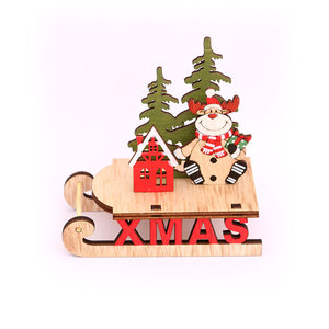 Decoraciones navideñas para mesas de comedor, escaparates, hoteles y centros comerciales; trineo de madera colorido para ensamblar. - Product Image 5