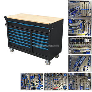 Heavy Duty 5-<b>Drawer</b> <b>Tool</b> Storage Cabinet with Wooden Table Top for Garage Workshop ODM OEM Supported with 526 <b>Tool</b> Sets - Product Image 6