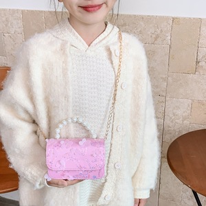 Nuova <span class=keywords><strong>Borsa</strong></span> a <span class=keywords><strong>Tracolla</strong></span> con Perle e Paillettes con Fiori Carini per Bambine, Portamonete Fai-da-te per Uso Quotidiano - Product Image 4