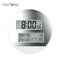Digitale Wanduhr 8,3'' Batteriebetriebene Wanduhr mit Großem Display Runde Digitaluhr mit Sekunden, Temperatur und Datum
