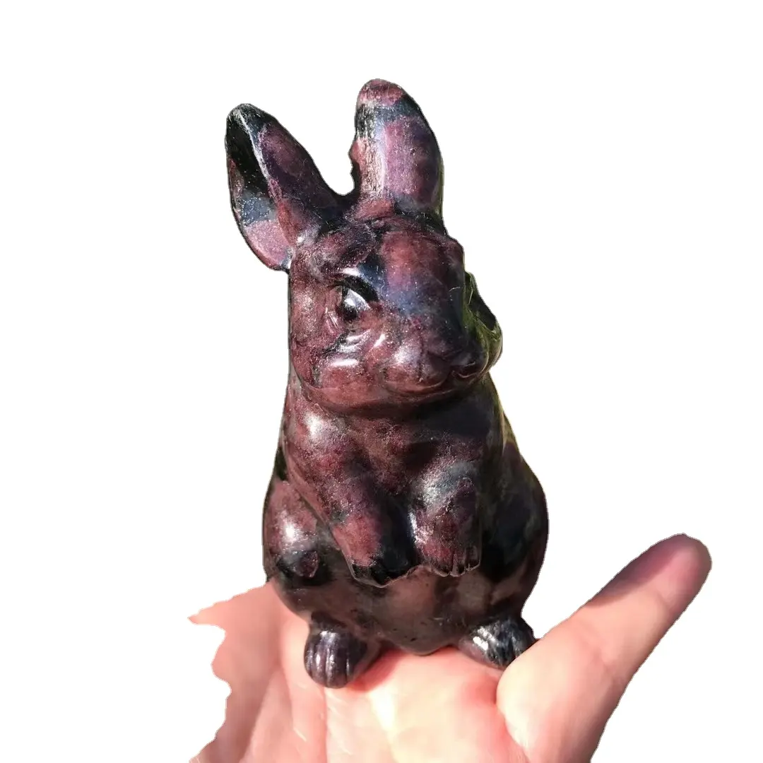 Lapin en cristal naturel Fluorite Spirit Healing Crystal Carving Crafts Crystal Garnet Rabbit