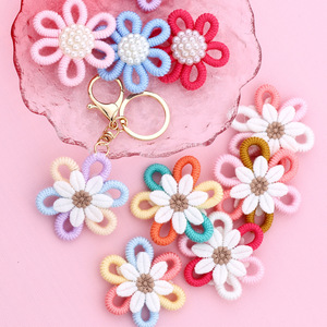 <span class=keywords><strong>Porte</strong></span>-clés créatif et <span class=keywords><strong>simple</strong></span> en <span class=keywords><strong>macramé</strong></span>, motif marguerite, en coton tressé, pendentif décoratif pour sac ou portefeuille - Product Image 3