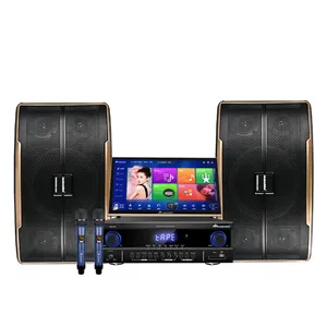 伊南登卡拉ok系统6t卡拉ok机大屏幕视频音响系统，带无线麦克风扬声器KTV套装