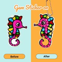 Kit de Peinture Diamant Grandes Pierres Précieuses Animaux Marins DIY – Créez 12 Autocollants & 2 Porte-clés – Cadeau Fait Main pour Enfants Garçons Filles