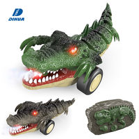 Voiture télécommandée de simulation de crocodile cool avec pulvérisation d'eau, lumière, jouet animal télécommandé pour enfants, queue de crocodile flexible