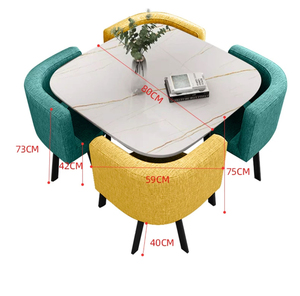 Juego de <span class=keywords><strong>Mesa</strong></span> y <span class=keywords><strong>Sillas</strong></span> de Mármol para Restaurante y Cocina de Lujo, Fabricación China, Dorado, Moderno, <span class=keywords><strong>Circular</strong></span>, Ahorra Espacio, para 4 Personas - Product Image 6