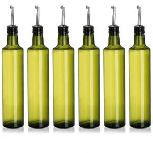 250ml 500ml Bouteilles carrées vertes de distributeur d'huile et de vinaigre pour la cuisine Bouteille d'huile d'olive vert foncé