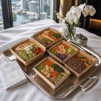 Boîtes alimentaires de luxe en papier pour repas rapides, sushis, riz, salades de fruits – Emballage carré jetable en gros