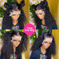 Vente en gros perruques Bob courtes bouclées et crépues perruques de cheveux humains avec devant en dentelle pour les femmes noires perruques forntal de cheveux humains brésiliens naturels Hai Hd avec dentelle