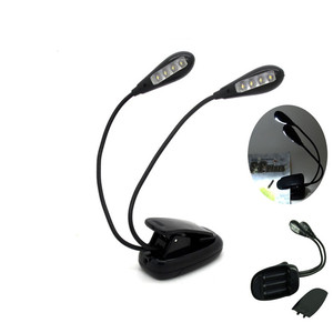 Lampe de lecture portable à double tête 8 LED, alimentée par piles, avec pince <span class=keywords><strong>pour</strong></span> livre, lampe de bureau réglable <span class=keywords><strong>pour</strong></span> chambre et bureau - Product Image 1