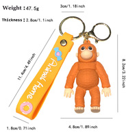 Porte-clés en métal motif singe gibon de dessin animé, pendentif pour sac d'école, cadeau pour couple