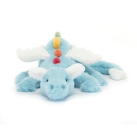 Peluche Dragon Arc-en-ciel Bleu Ciel, Jouet en Peluche Doux et Moelleux, Dragon Volant, Décoration de Canapé et Lit, Cadeau de Noël pour Enfants