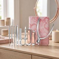 Ensemble de manucure et pédicure portable en acier inoxydable, kit d'outils de soin des ongles avec étui