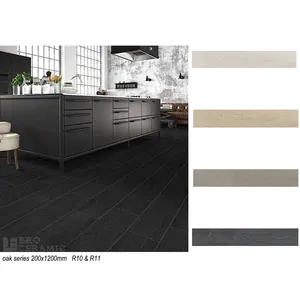 现代3D 200x1200整流灰色黑色木材外观陶瓷地板和墙砖，看起来像木地板