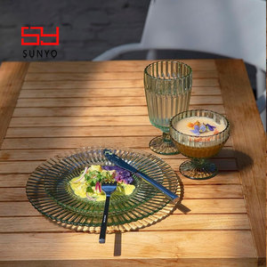 SUNYO Venta al por mayor Restaurante Platos Juegos Vajilla Vidrio Cargador Platos Vidrio Ensalada Postre Cena Plato Set <span class=keywords><strong>de</strong></span> Lujo - Product Image 4