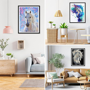 Vendita diretta in fabbrica Kit di pittura a mosaico diamantato di cavallo 30x40cm pittura diamantata per decorazioni per la casa - Product Image 2