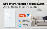 UBARO pour interrupteur intelligent Wi-Fi 2,4 GHz, norme américaine, 2 gangs, neutre, fil sous tension unique, universel, verre trempé, compatible Alexa Google Home, IP20