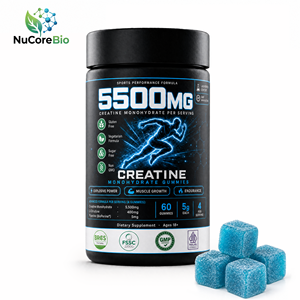 Gummies de créatine monohydrate <span class=keywords><strong>extra</strong></span> forte 5500 mg BioPerine pour la récupération musculaire après <span class=keywords><strong>l</strong></span>'entraînement, sans sucre, végétaliennes, sans OGM, halal - Product Image 1