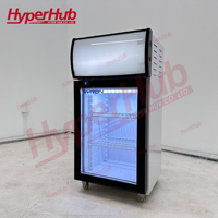 Réfrigérateur de comptoir avec éclairage incurvé, étagères LED, roues verrouillables, couleur personnalisée pour magasin, bar, économie d'énergie