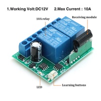 Commutateur de relais de récepteur RF sans fil 433MHz/315MHz Module récepteur 2 canaux DC 12V avec code d'apprentissage 1527 pour système domestique intelligent