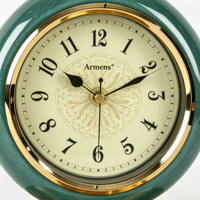 Horloge de table en céramique verte craquelée haut de gamme Armens, mouvement silencieux sans tic-tac, horloge de table rétro, cadeau pour la maison, l'hôtel, la chambre à coucher
