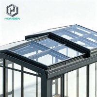 Solárium con Techo de Vidrio Retráctil, Estructura de Aluminio, Puertas Corredizas y Piso de Madera para Patio o Jardín Exterior