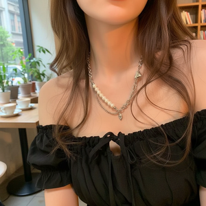 Vendita calda di tendenza collane di moda Vintage per donne e bambini a strati girocolli di perle e catene gotiche disponibili all'ingrosso - Product Image 3