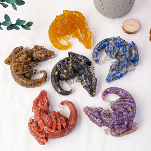 Wholesale Handmade Crystal Gravel Dragon Natural Crystal Healing Stone Carved Resin Dragon Crafts Ornament