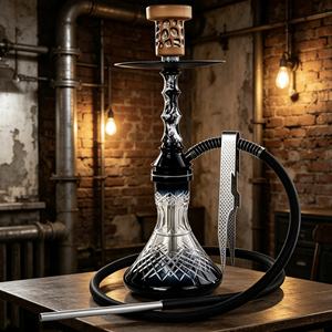 Moderno Set de Shisha de Aleación de Aluminio con Base de Vidrio Tallado a Mano con Acabado Espejo, 1 Manguera, para Bar, Regalo, Viajes - Product Image 3