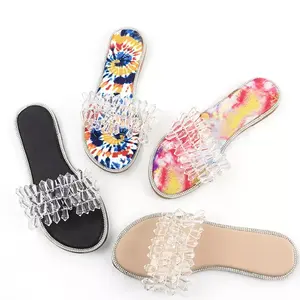 2024 New Summer Fashion Slippers Transparent Clear Pvc Lady Slides Acrylic Colorful Luxury Women Trendy Sandals