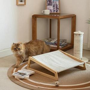 Silla Portátil Moderna para Mascotas de Madera de Teca Sólida, Linda y con Tapicería de Tela para Perros, para la Sala de Estar - Product Image 4