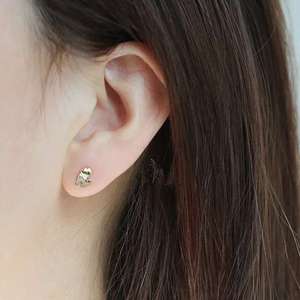 Venta al por mayor 9K oro puro de moda de las mujeres finas Stud pendientes lindo Cuarzo con incrustaciones de circón exquisito compacto encantador perro Simple moda - Product Image 4