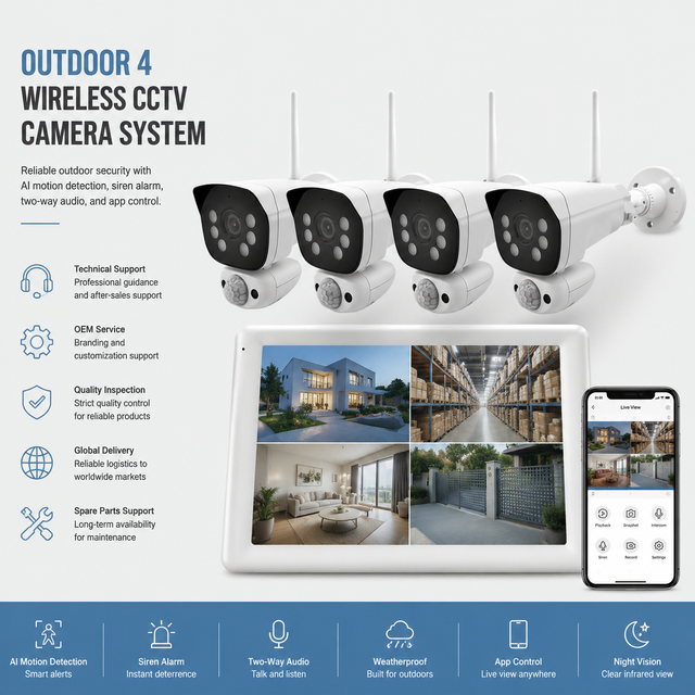 VS6104 2K Wireless Camera System with Touchscreen Screen AI Motion Detection and Two Way Audio