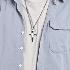 <b>Cross</b> Necklace For Men Stainless Steel Gold Black Pendant Fashion Jewelry - Product Image 3