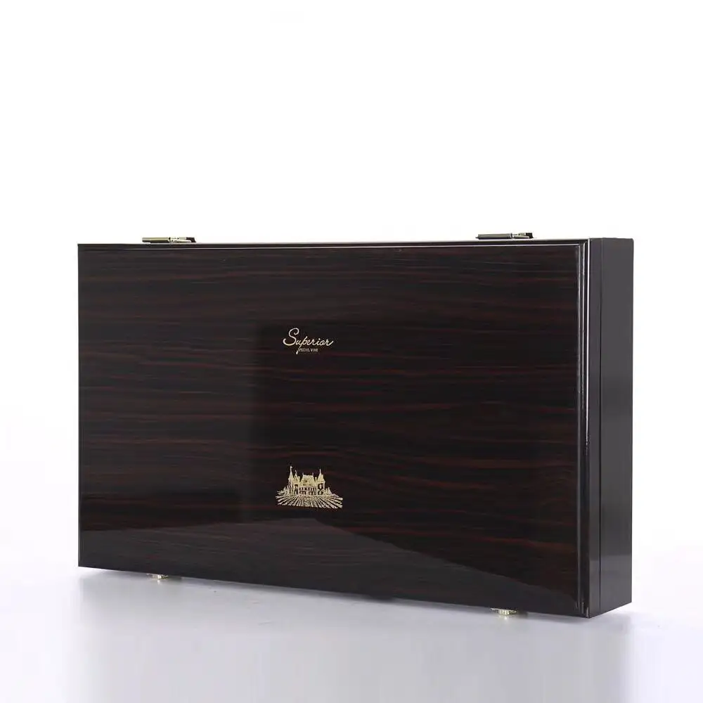 Wholesale MDF wooden luxury piano lacquer 4 bottle and 6 bottles wine packing boxes and wine gift box